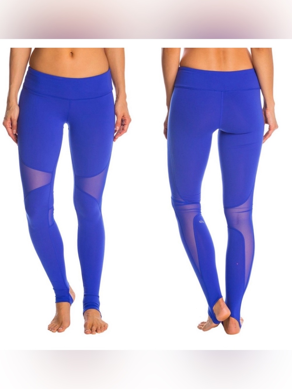 Alo Yoga Coast Mesh Inset Stirrup Leggings Cobalt Blue - Size Small